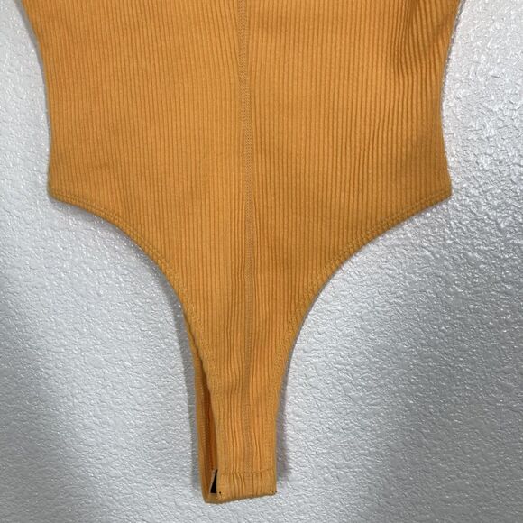 Honor The Gift Bodysuit Womens Small Orange Sleeveless Ribbed Turtleneck Logo - Picture 9 of 16
